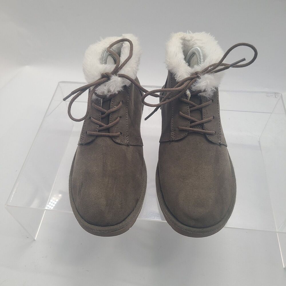 Makalu Kora Women’s Brown 8 M Suede Faux Fur Lines Lace Up Winter Boots